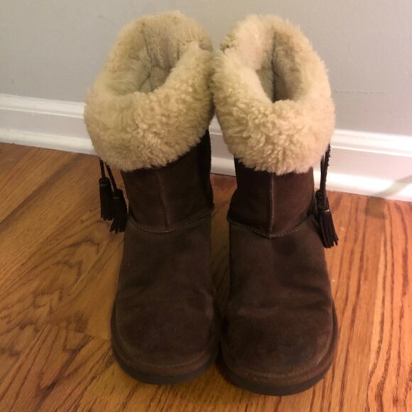 UGG Plumdale Fur Cuff Chestnut Boots - Picture 8 of 9